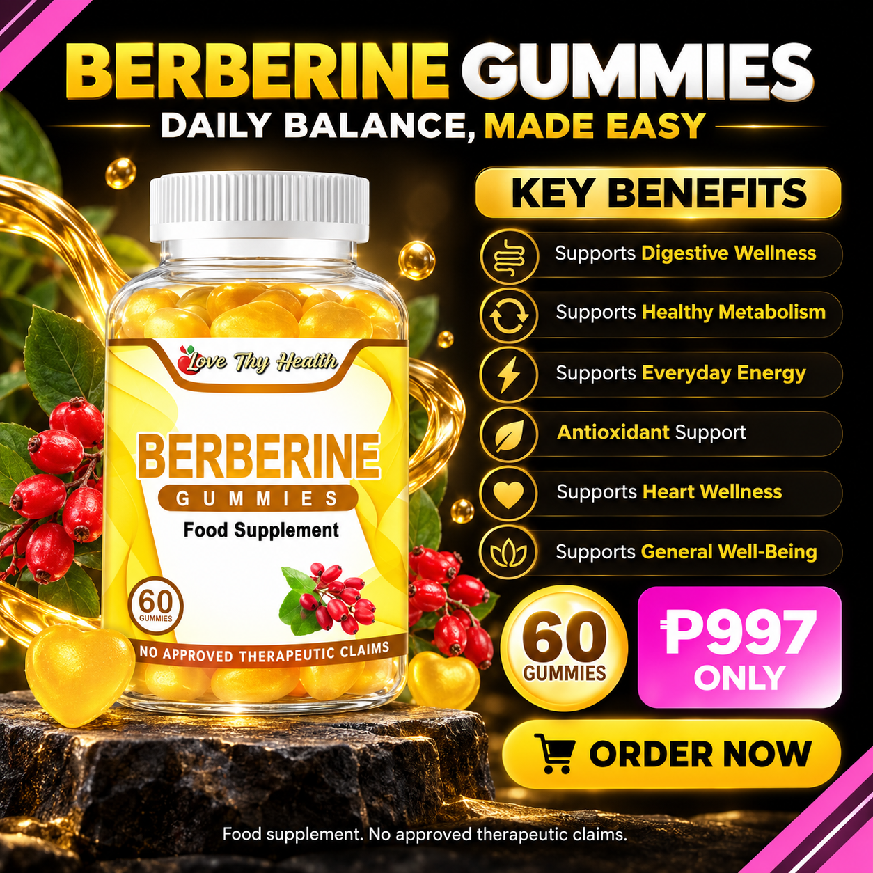 Berberine + B12 Gummies — Health Gummies product ng AIConnect